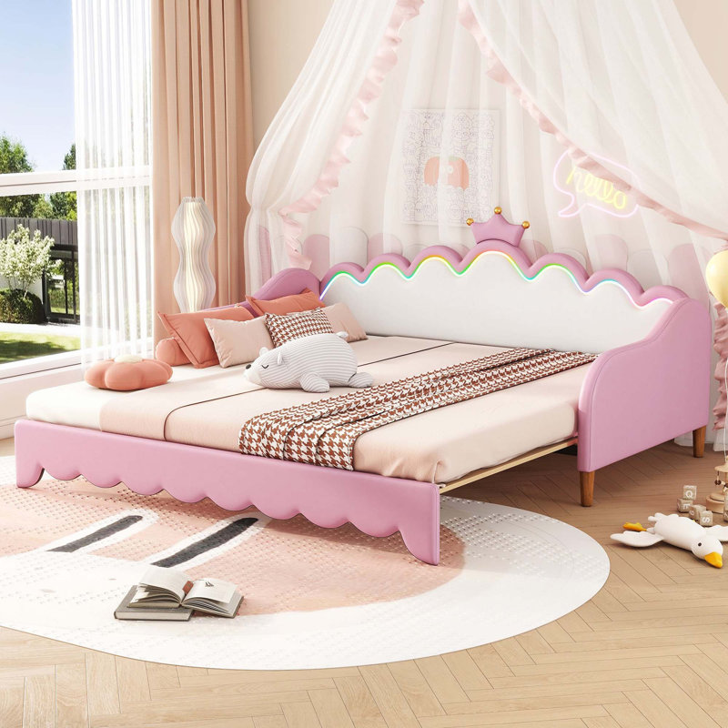 Twin Extending Daybed With LED Lights, Pink
