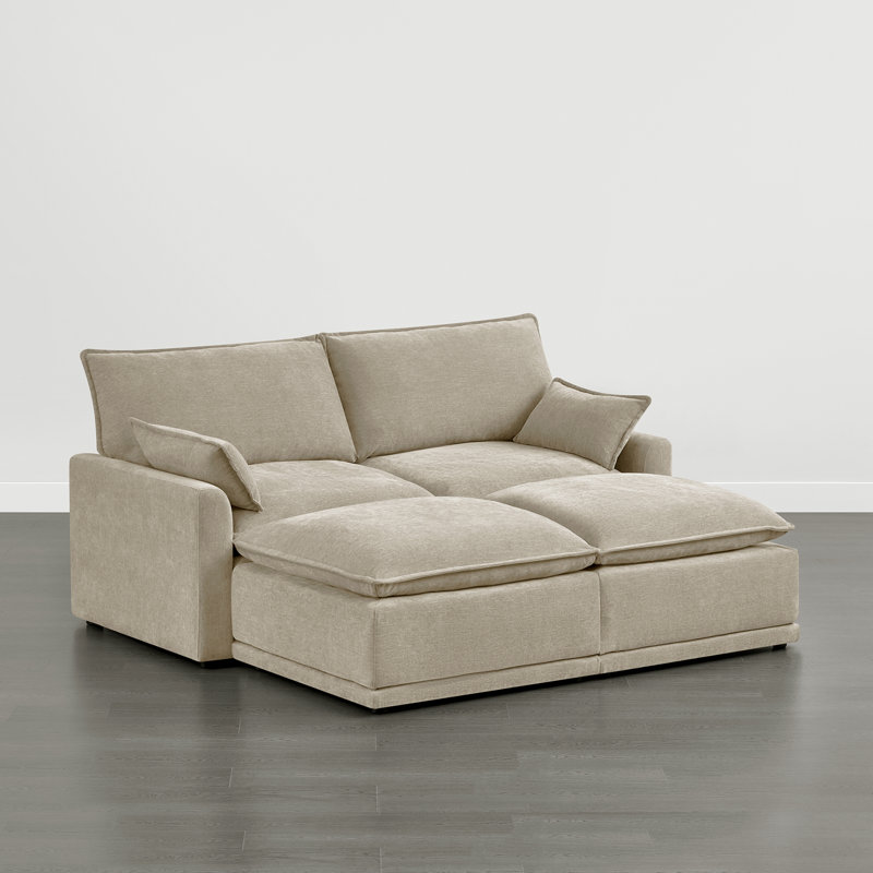 Elysian Cloud 78.7''W 4PC Oversized Modular Sectional, Taupe Polyester