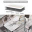 Table de salle à manger 70,87 "en pierre artificielle moderne avec pieds courbés en métal noir pouvant accueillir 6 à 8 personnes-577166927
