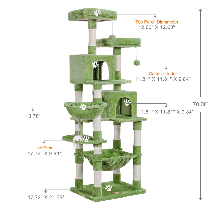 Essi 70.08'' H Cat Tree, Green