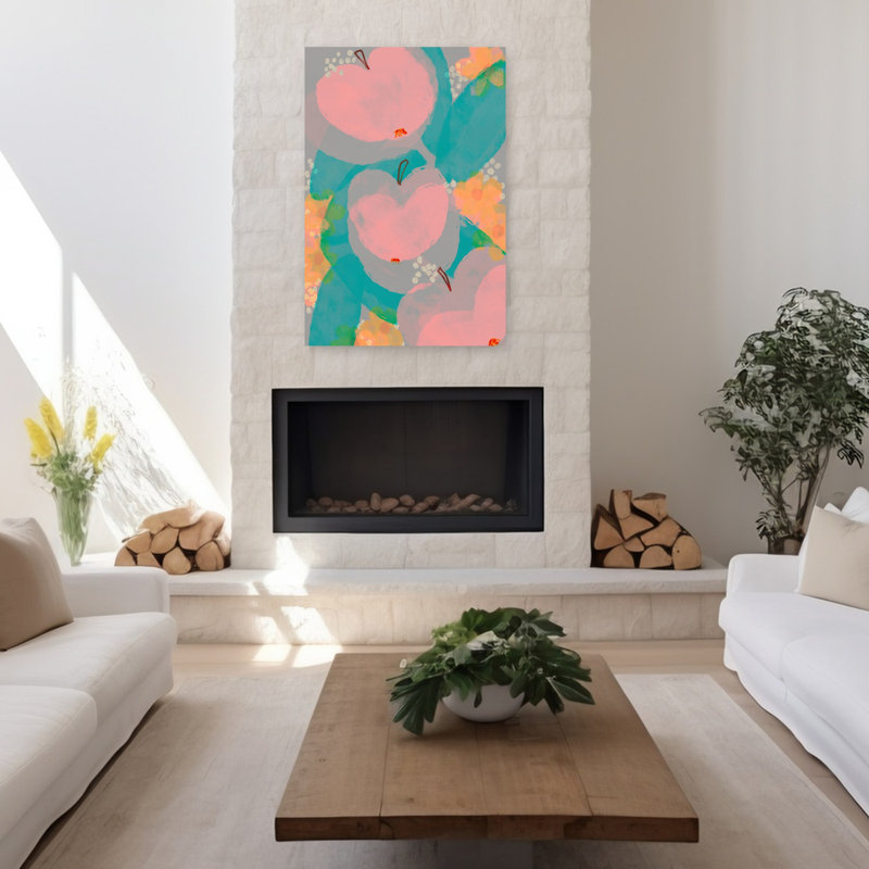 Art mural rose et rose, H 48 po x l 32 po