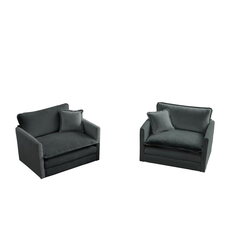 Chenille Accent Chairs with Toss Pillows, Gray Chenille