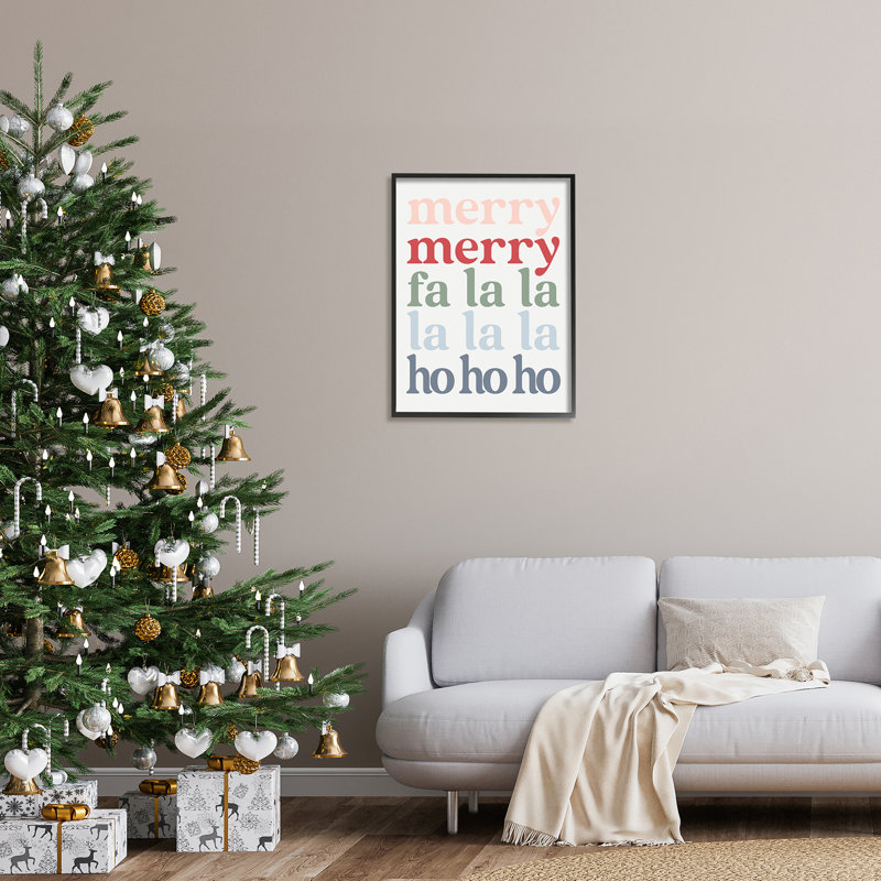 Merry Fa-La-La, H 30 po x l 24 po x P 1,5 po, Giclée encadrée noir minuit