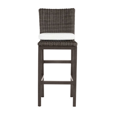 Rustic Polyethylene (PE) Wicker Outdoor 30.5'' Bar Stool with Cushion