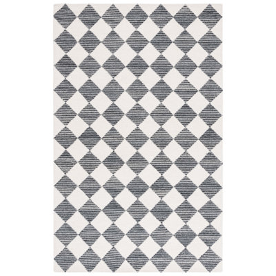 Ebony Hand Tufted Wool Pile Checkered Rug