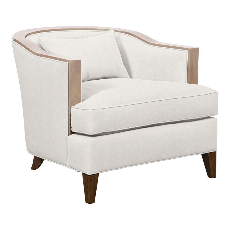 Thom Filicia Home 32.5" Wide Barrel Chair, Havana, Nadia Parchment Polyester