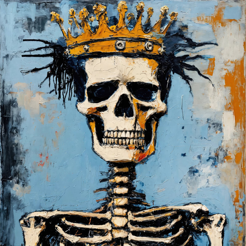 Skeleton 32-Homage-Basquiat, estampe numérique sur toile tendue avec châssis, H 24 po x l 24 po
