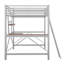 Lit mezzanine argenté pleine grandeur en métal et lit avec tablette de bureau - Robuste et stable