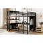 Metal Loft Bed With Wardrobe And Desk, Black Full Size, Storage For Teens Adults Size Storage, Black, Heavy Duty Desk-977615562