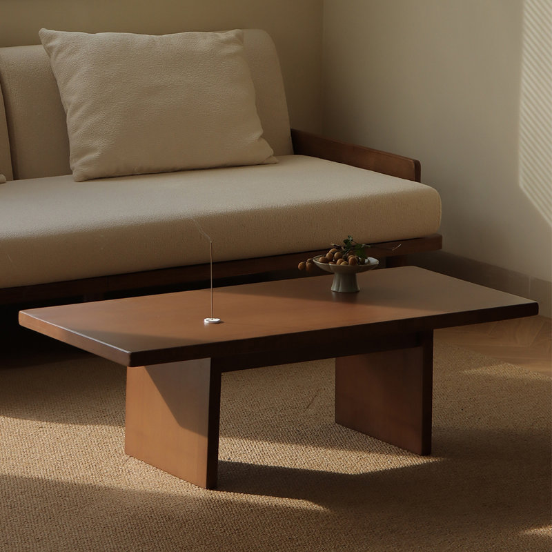43.31" Solid wood Rectangular Coffee Table, Burly Wood