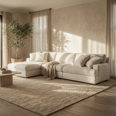 Canapé modulaire 110,2 po avec repose-pieds modulaire avec repose-pieds lavable, en L, sans assemblage requis