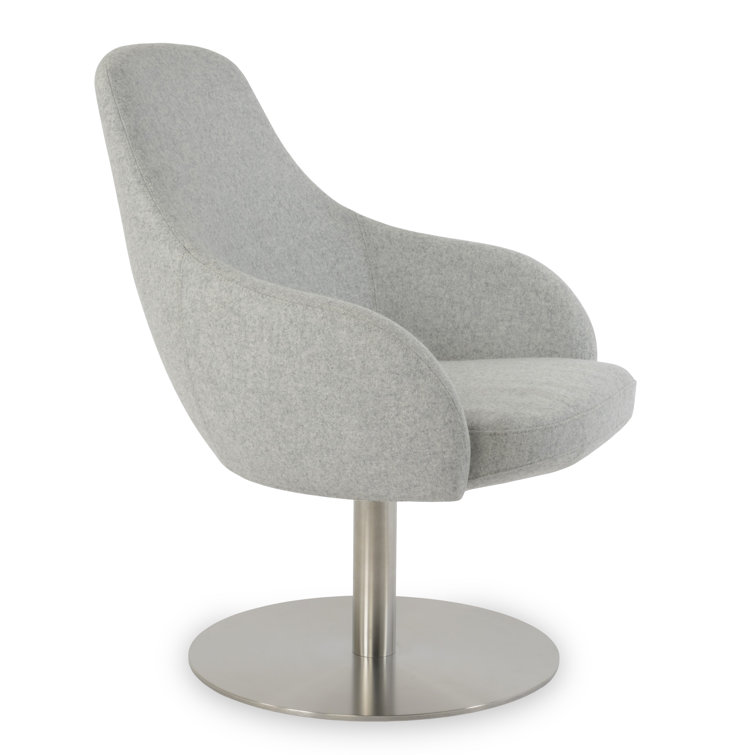Gazel Arm Lounge Round Swivel Chair in Wool