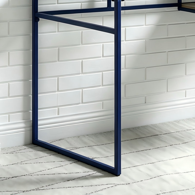 Glass Top & Blue Finish Writing Desk
