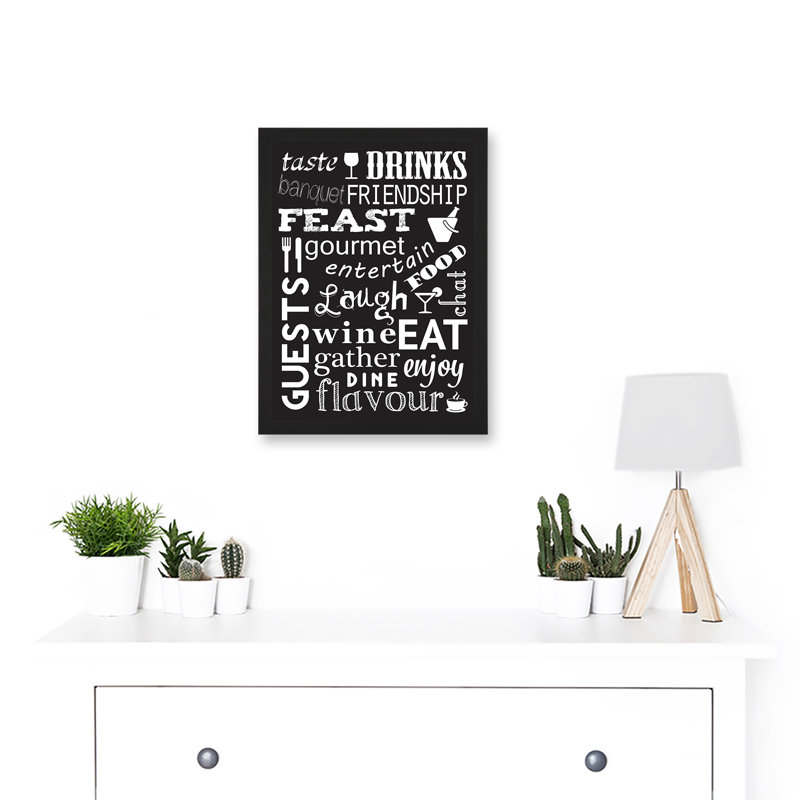 Drink Food Feast Wine Kitchen Words Black Quote - Single Picture Frame Print
