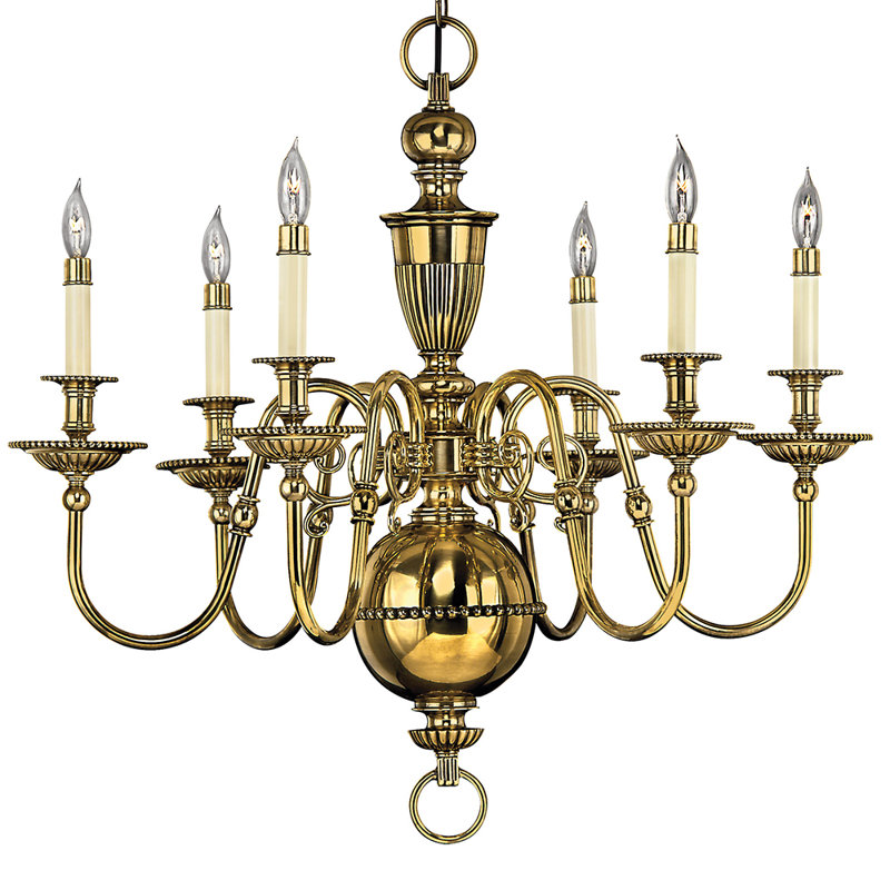 Lustre 6 lumières à un niveau avec bougie Cambridge