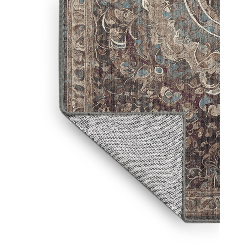 Machine Washable Gray Area Rug, Square 6'