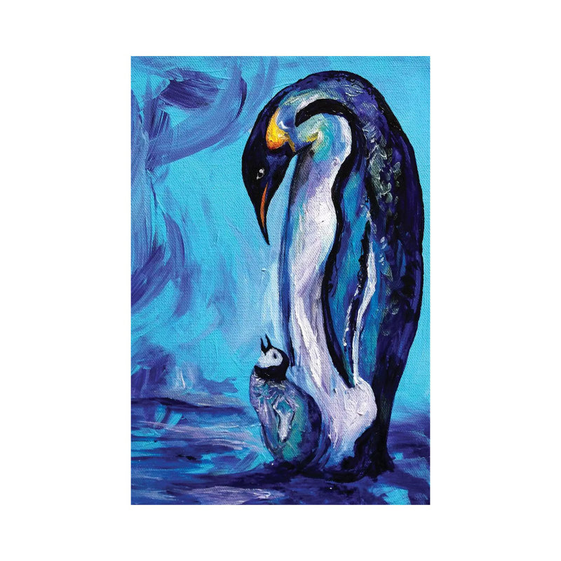 Penguins by Lindsey Dahl - Wrapped Canvas Painting, 30.48 cm H x 45.72 cm W