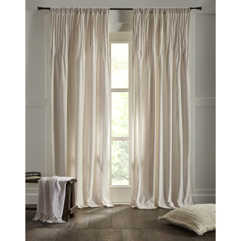 Decala Cotton Semi Sheer Curtain Single Panel, Ivory, 50" W x 96" L