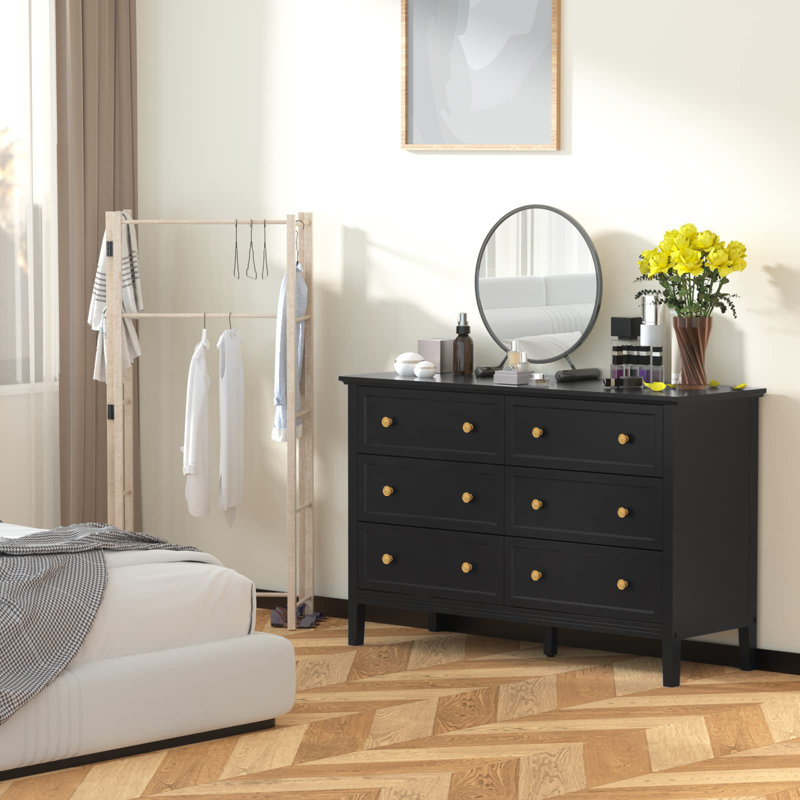 Hollimon 47'' W 6 - Drawer Dresser, Black