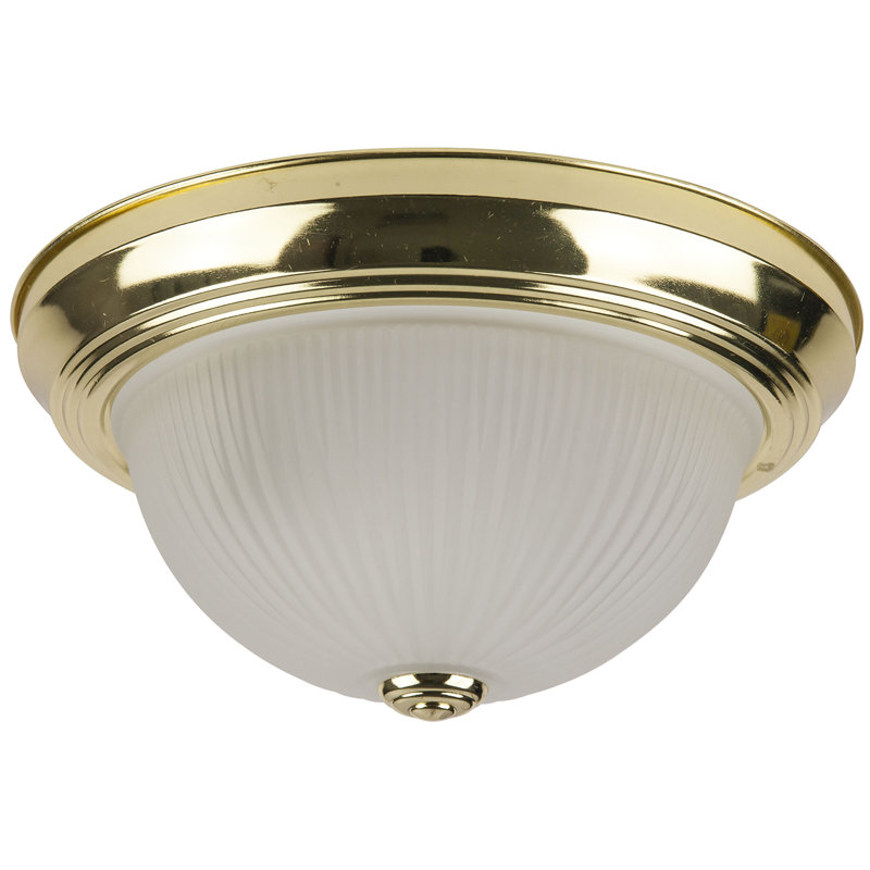 Airen Glass Flush Mount, Polished Brass, 6" H x 11" W x 11" D