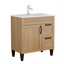 Meuble-lavabo avec lavabo intégré, armoire à 1 porte et 2 tiroirs, poignée en métal noir, pieds noirs, charnières à fermeture douce, meuble de salle de bain moderne, lavabo en céramique, facile à assembler
