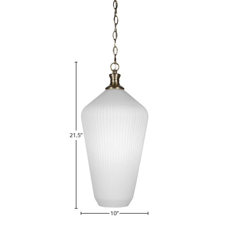 Luminaire suspendu à chaîne avec verre 11 po Carina, Laiton New Age, Opale