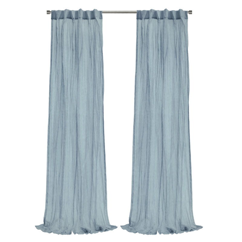 Sheer Curtain Single Panel, 52" W x 84" L, Blue