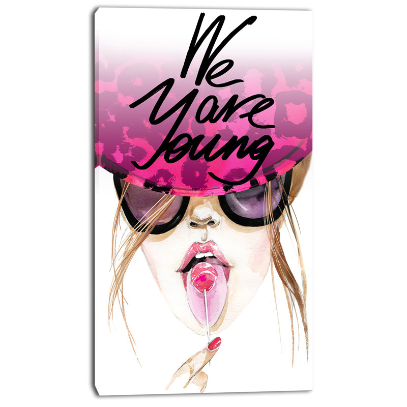 «Young Girl with Lollipop», art textuel sur toile tendue, H 32 po x l 16 po x P 1 po