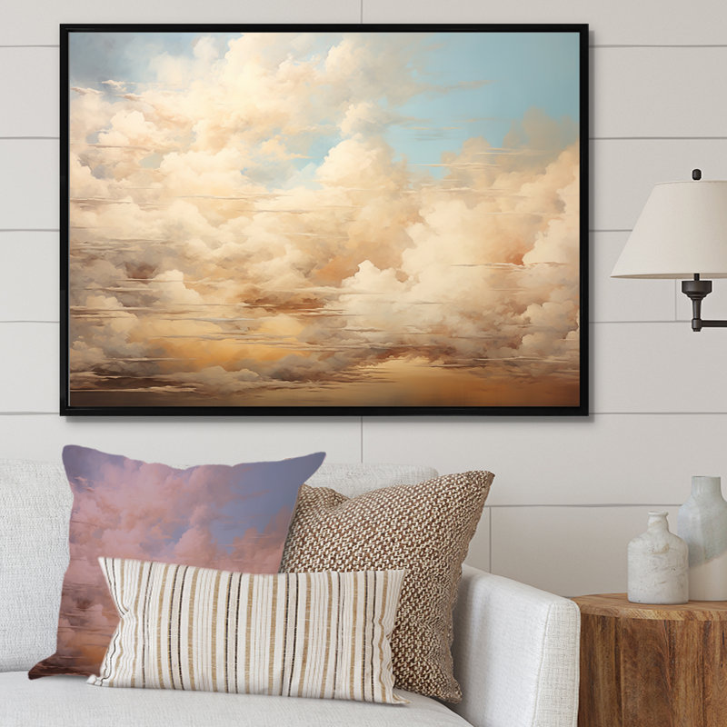 «Beige minimalisme», impression sur toile, H 24 po x l 32 po x P 1 po, Cadre flottant noir