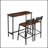 Bar stool and bar three-piece set, industrial style bar stool with backrest, iron wood structure