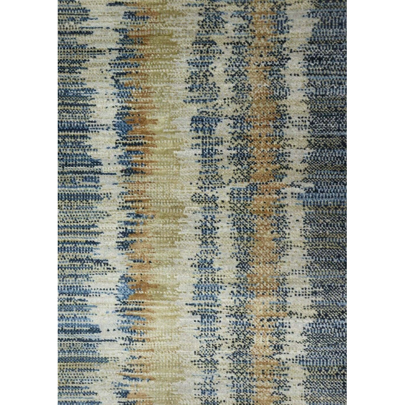 Striped Area Rug in Navy/Copper/GrayIvory, Rectangle 9'1" x 11'9"