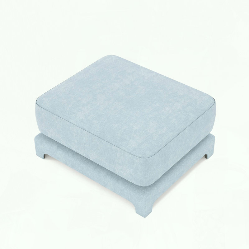 Modular Sofa with Ottoman and Chenille Fabric, Blue