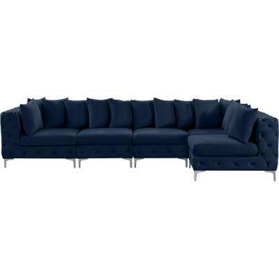 Tremblay 138" Wide Velvet Reversible Modular Corner Sectional