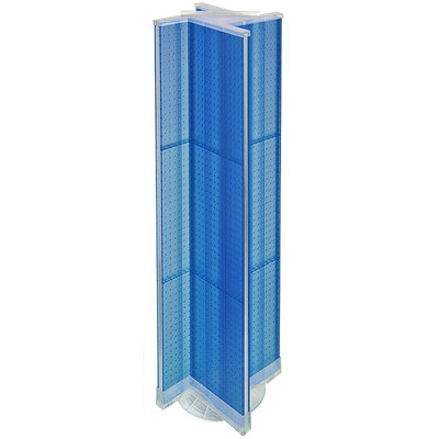 Pinwheel Pegboard Floor Display on Revolving Base. Spinner Rack Stand. Panel Size: 13.5"W x 60"H