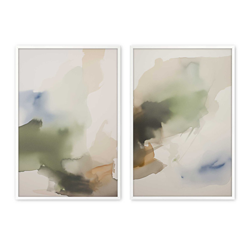«Tranquil Earth Reverie», ensemble de 2 impressions, Blanc opaque, H 11 po x l 18 po