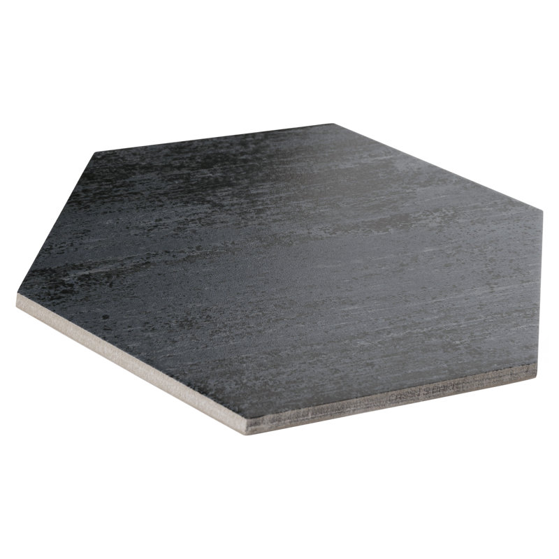 Cassis Hex 9" x 10" Porcelain Wood Look Wall & Floor Tile, Black