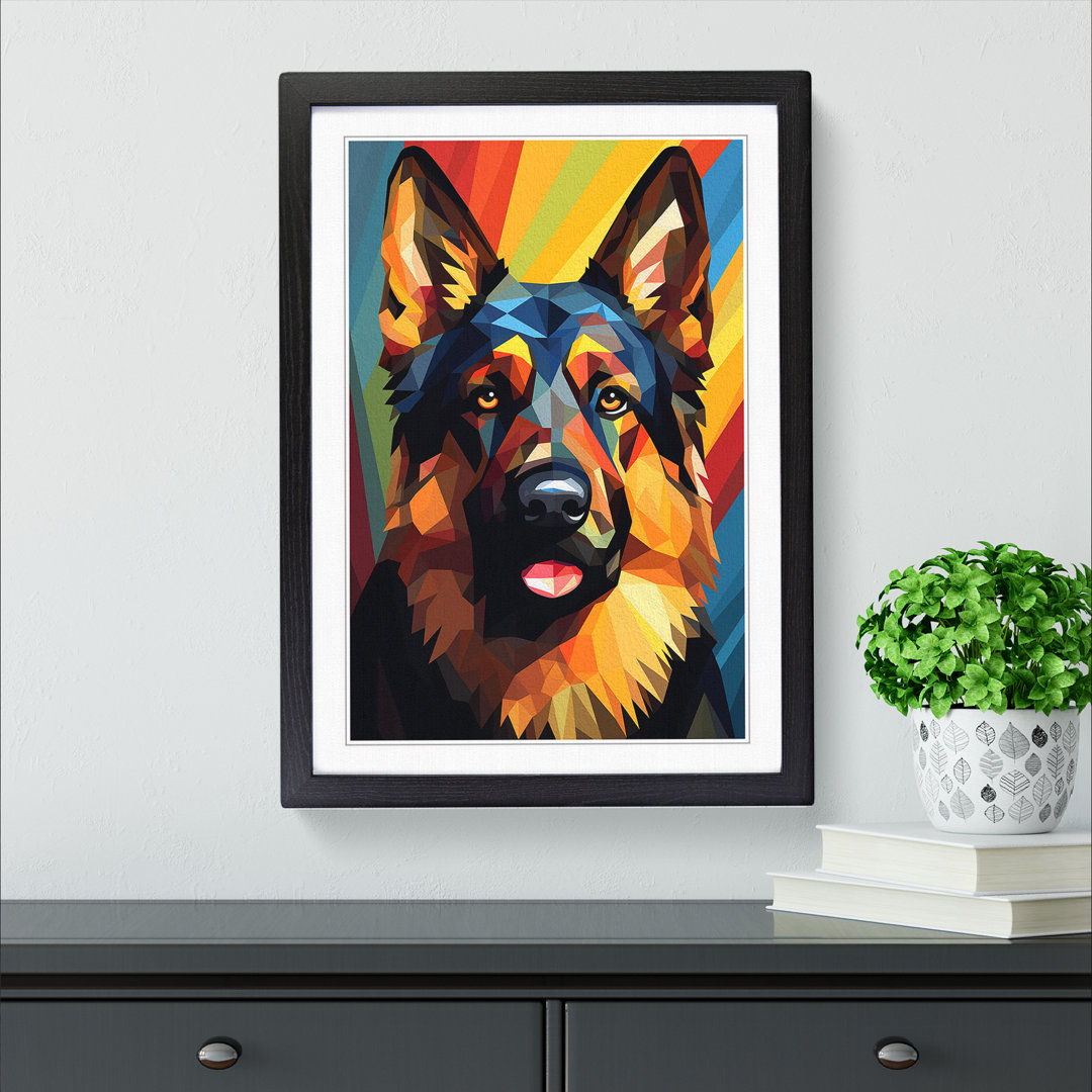 German Shepherd Geometric No.3 - Framed Print