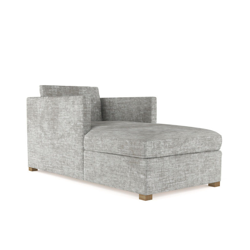 Madison Chaise Lounge, Plush Velvet Oyster, Weathered
