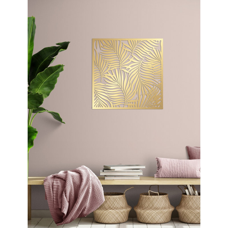 Metal Leaves Modern Art Wall Décor, Abstract Botanical Metal Decoration for New Home or Office Gift, 26" H x 26" W x 0.5" D