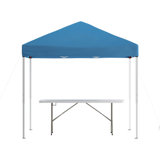 Lennon 8' x 8' Pop Up Canopy Tent and 6 Ft. Bi-Fold Table with Carrying Handle