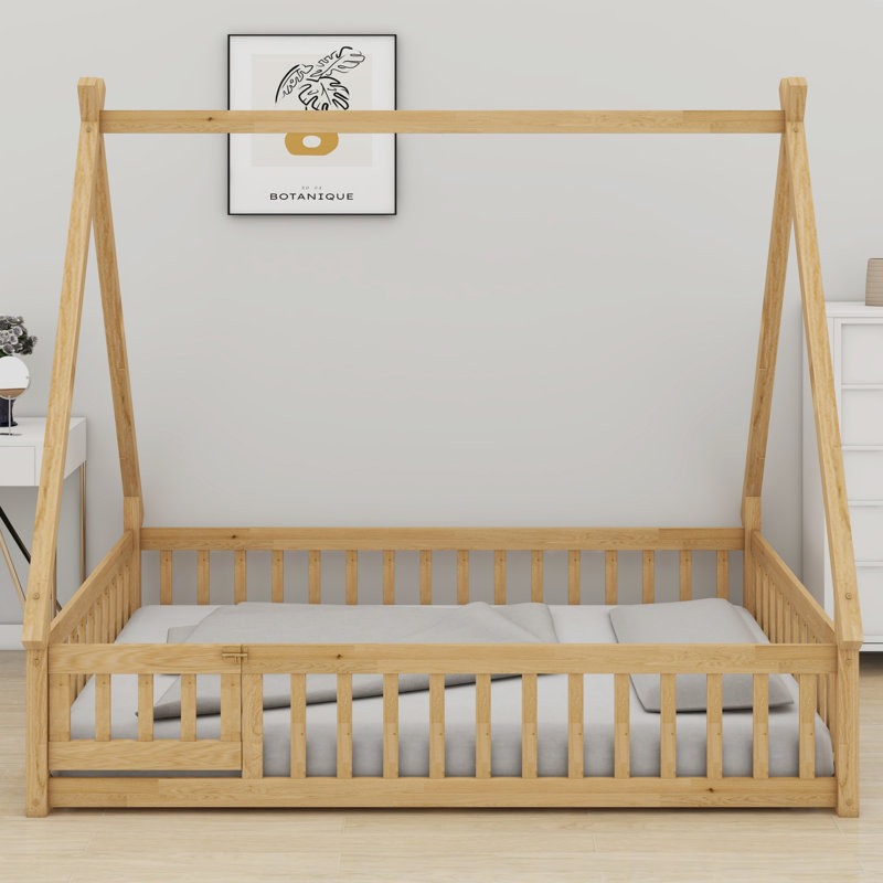 Lit pour enfant Montessori Teepee, Naturel, Lit double