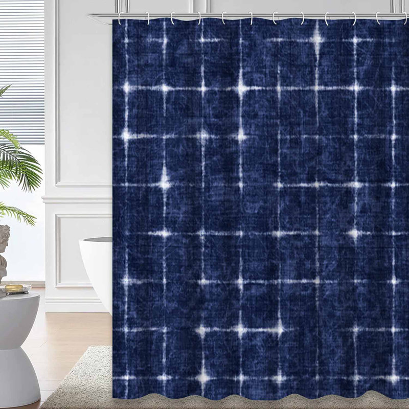Rideau de douche Broken Grid Indigo, L 72 po x l 72 po
