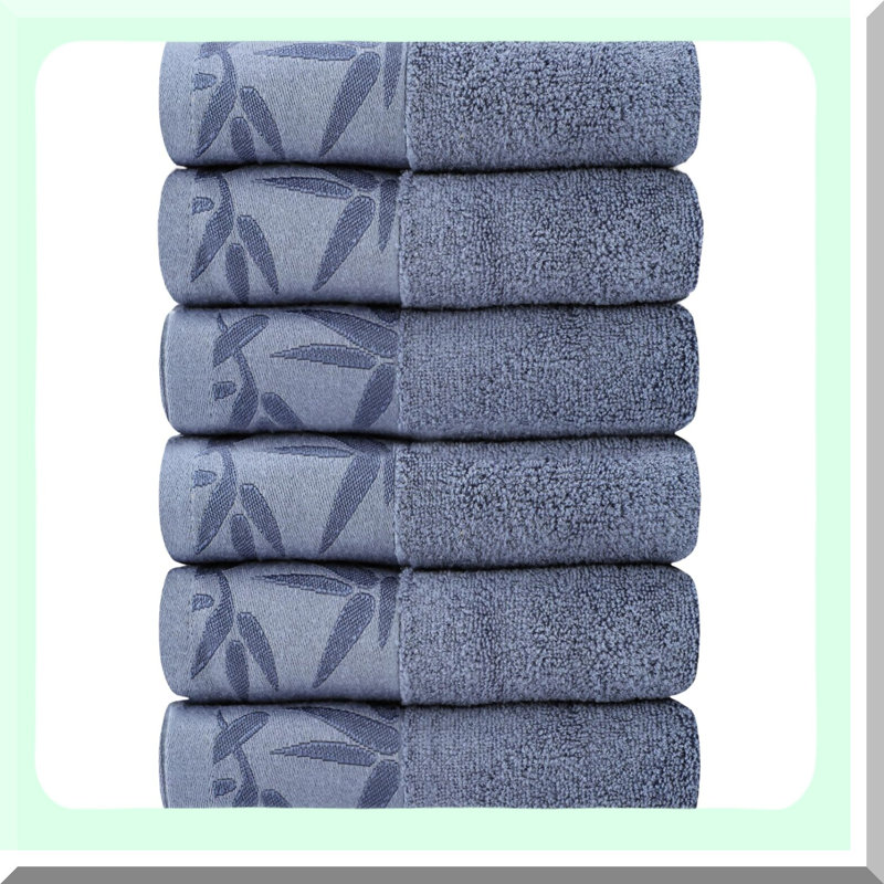 Rayon From Bamboo Bliss Hand Towels - Ultra Soft, Highly Absorbent, Quick Drying, Decorative 6 Pack for Bathroom, Face, Spa, Salon - 13x29 inches, Blue