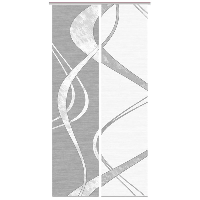 Paulin Semi Sheer Curtain Panel Pair, White/Grey