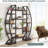 Triple Wide Oval Industrial Rustic Etagere Bookcase For Office And Living Room, Durable And Stylish Storage Solution
