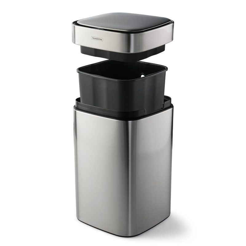 Bac à capteur carré en acier inoxydable 3 gallons avec couvercle en acier inoxydable