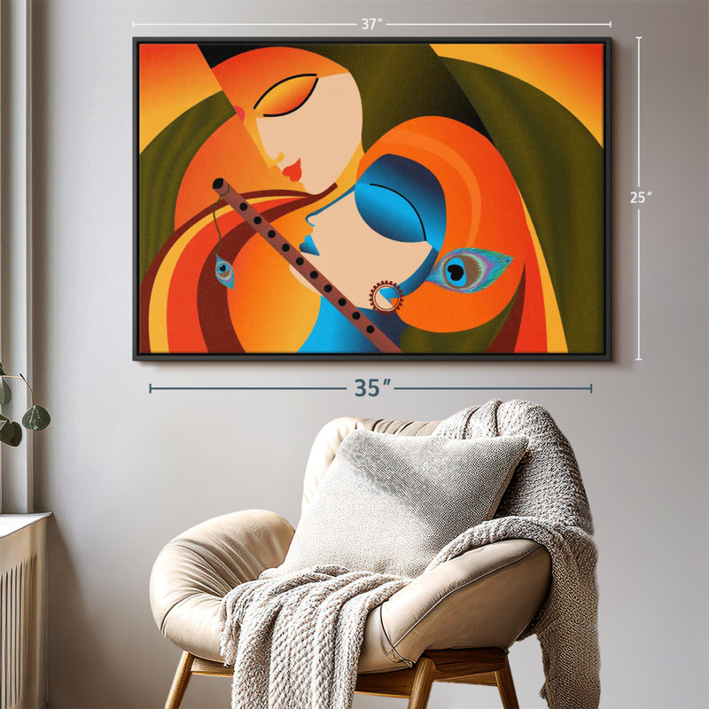 Impression sur toile Radha Krishna Madhubani, H 25 po x l 37 po