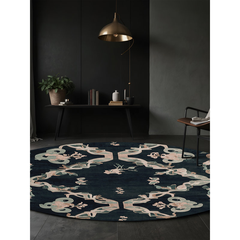 Machine Washable Gray Area Rug, Round 8'