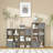 Bookshelf with Storage Bins, 8-Cube Storage Organizer Wooden Bookcase Open Book Shelf, Grey Oak
