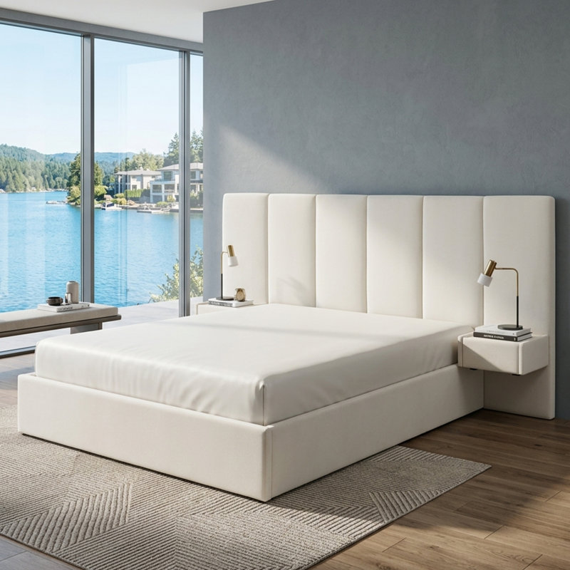 Iokaste Upholstered Lift Storage Bed Frame with Hotel-Style Headboard, Queen Size & King Size Bed Frame, Sprung Slats, Velvet Headboard and Drawers, Gas Lift Hydraulic Support, No Box Spring Needed